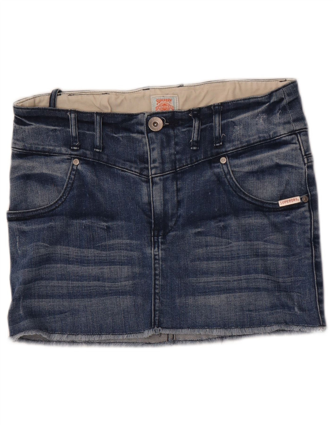 Superdry Mini-denimnederdel til kvinder W28 Medium Blue Bomuld