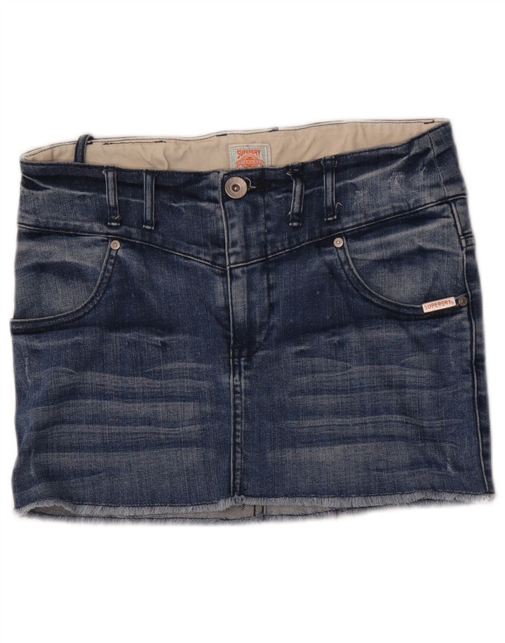 Superdry Mini-denimnederdel til kvinder W28 Medium Blue Bomuld