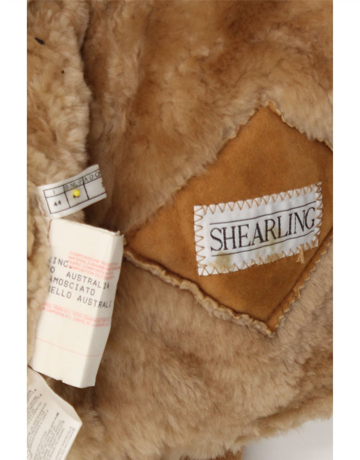 Vintage Womens Loose Fit Shearling Coat IT 44 Medium Beige Shearling