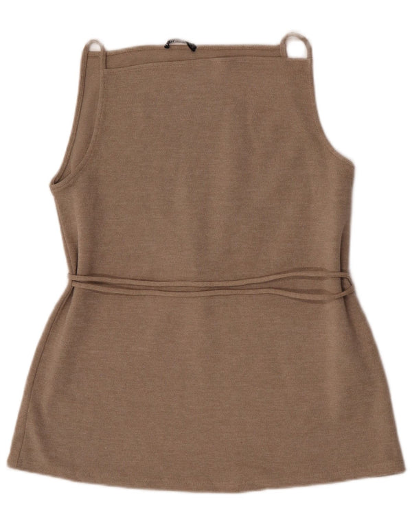 Zara Damen Weste Top UK 12 Mittelbeige Baumwolle