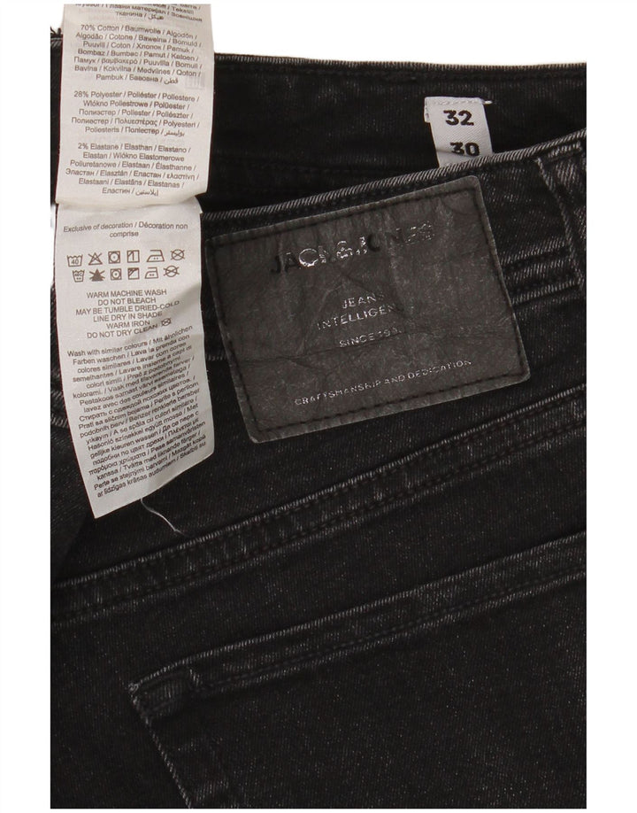 Jack & Jones Mens Distressed Slim Jeans W32 L30 Black Cotton