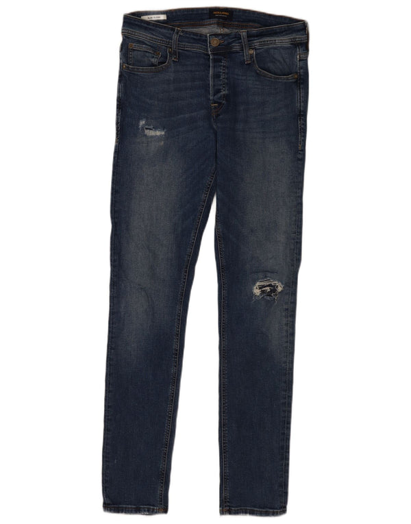 Jack & Jones Uomo GLENN Distressed Jeans Slim W31 L34 Cotone Blu