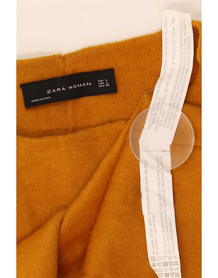 Zara Mujer Abrigo Corto De Doble Botonadura UK 44 Grande Poliéster Amarillo