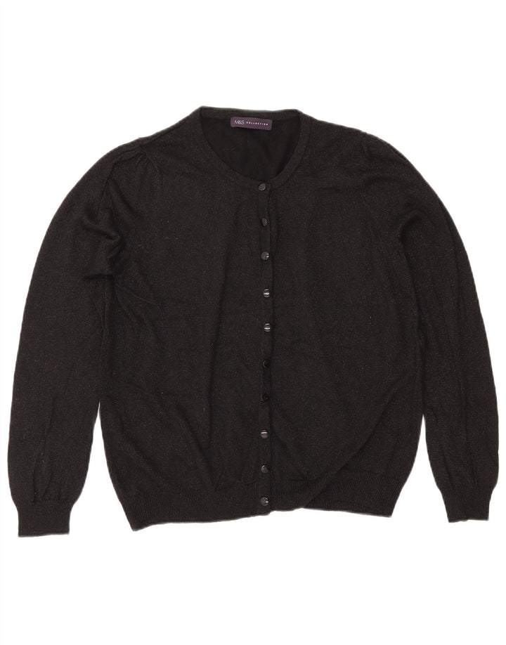 MARKS & SPENCER Womens Cardigan Sweater UK 14 Medium Black Flecked