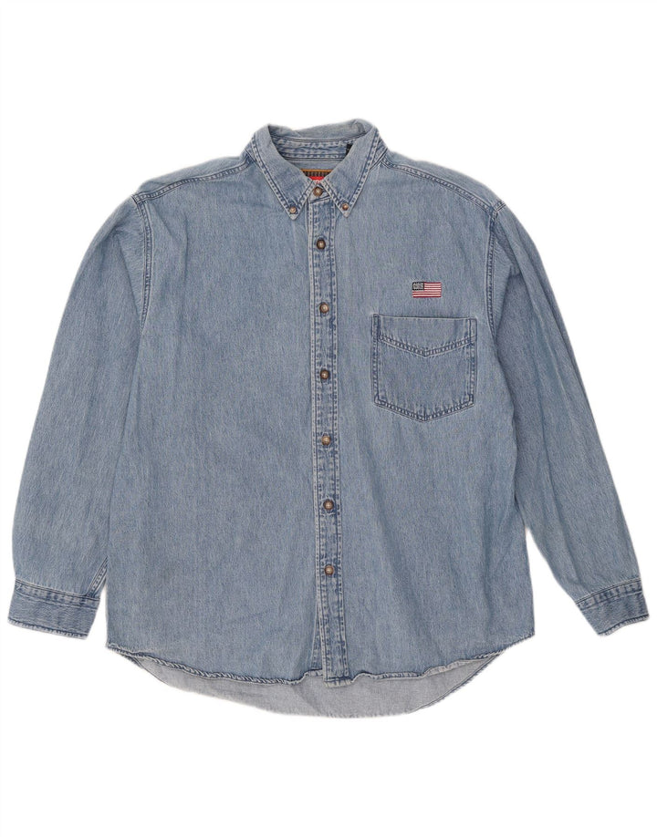 Wrangler Mens Denim Shirt Large Blue Cotton