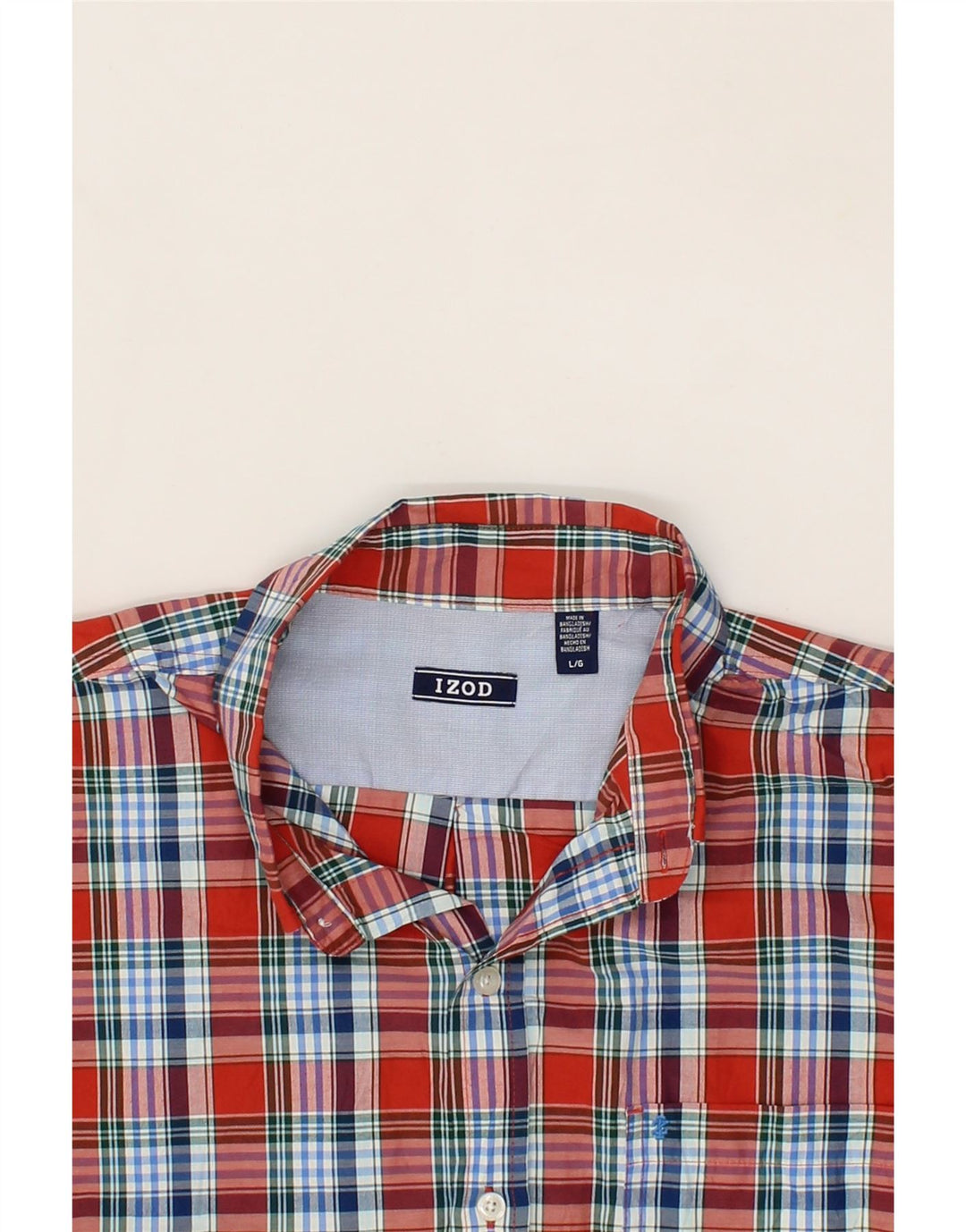 IZOD Mens Short Sleeve Shirt Large Red Check Cotton Vintage Izod and Second-Hand Izod from Messina Hembry 