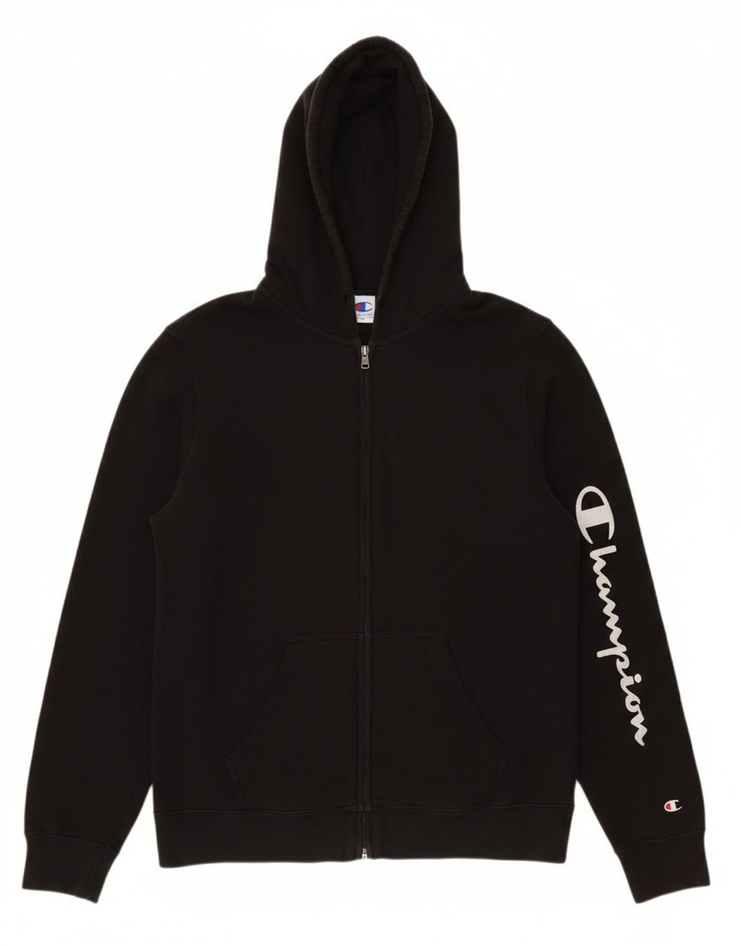 CHAMPION Mens Graphic Zip Hoodie Sweater Medium Black