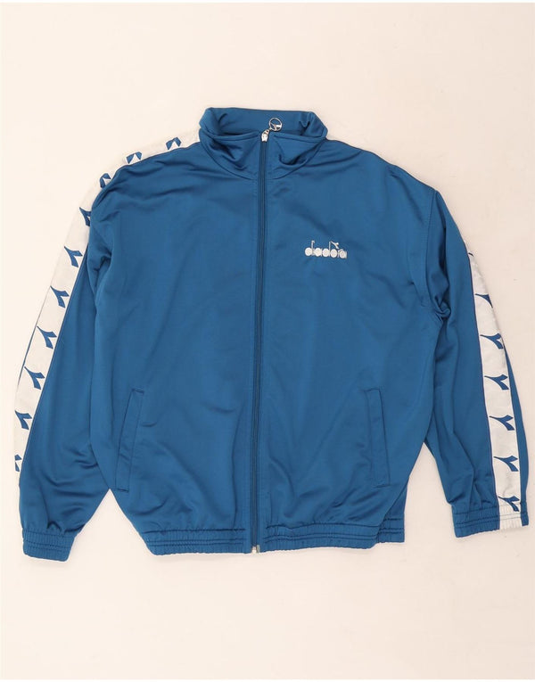 Diadora Veste de survêtement graphique pour homme UK 40 Large Bleu Colorblock