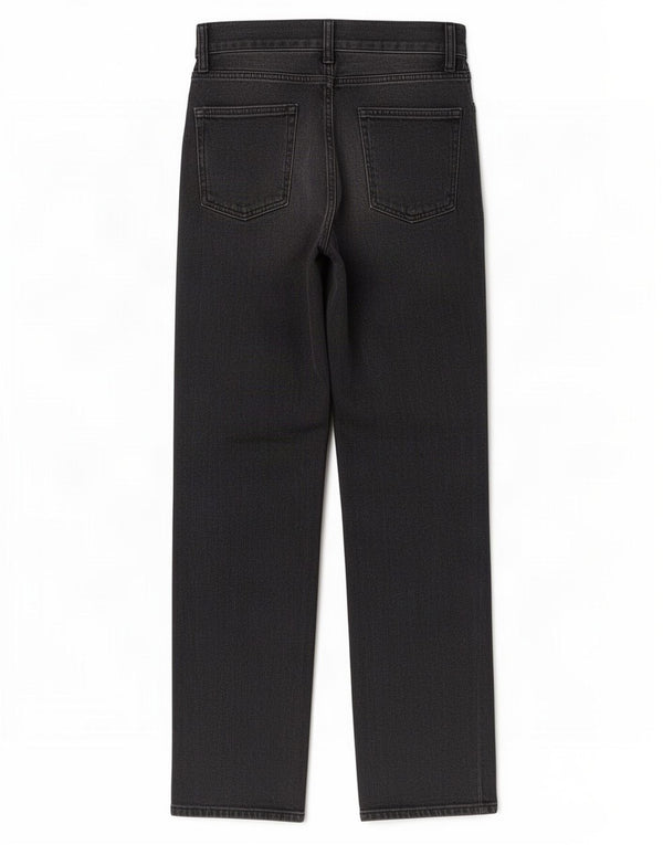 Zara Damen-Jeans mit hoher Taille, gerade, EU 36, XS, B26, L33, graue Baumwolle