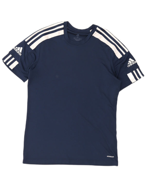 Adidas Herre Aeroready Grafisk T-Shirt Top Medium Navy Blue Colourblock