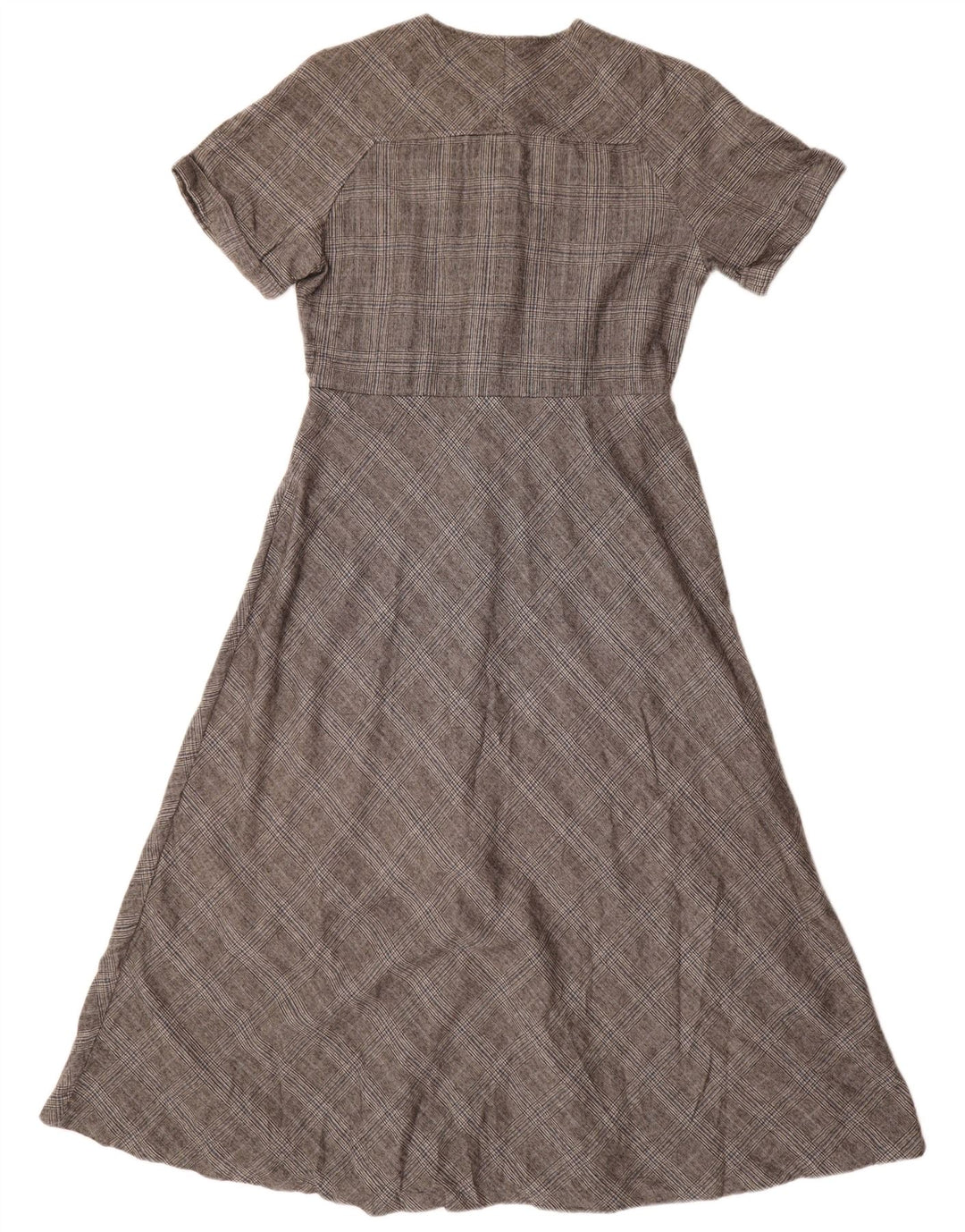 Massimo Dutti Womens A-Line Dress EU 40 Medium Grey Houndstooth Wool