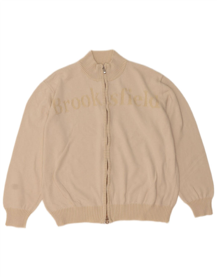 Brooksfield Herren-Cardigan mit Grafik, IT 50, Mittelbeige
