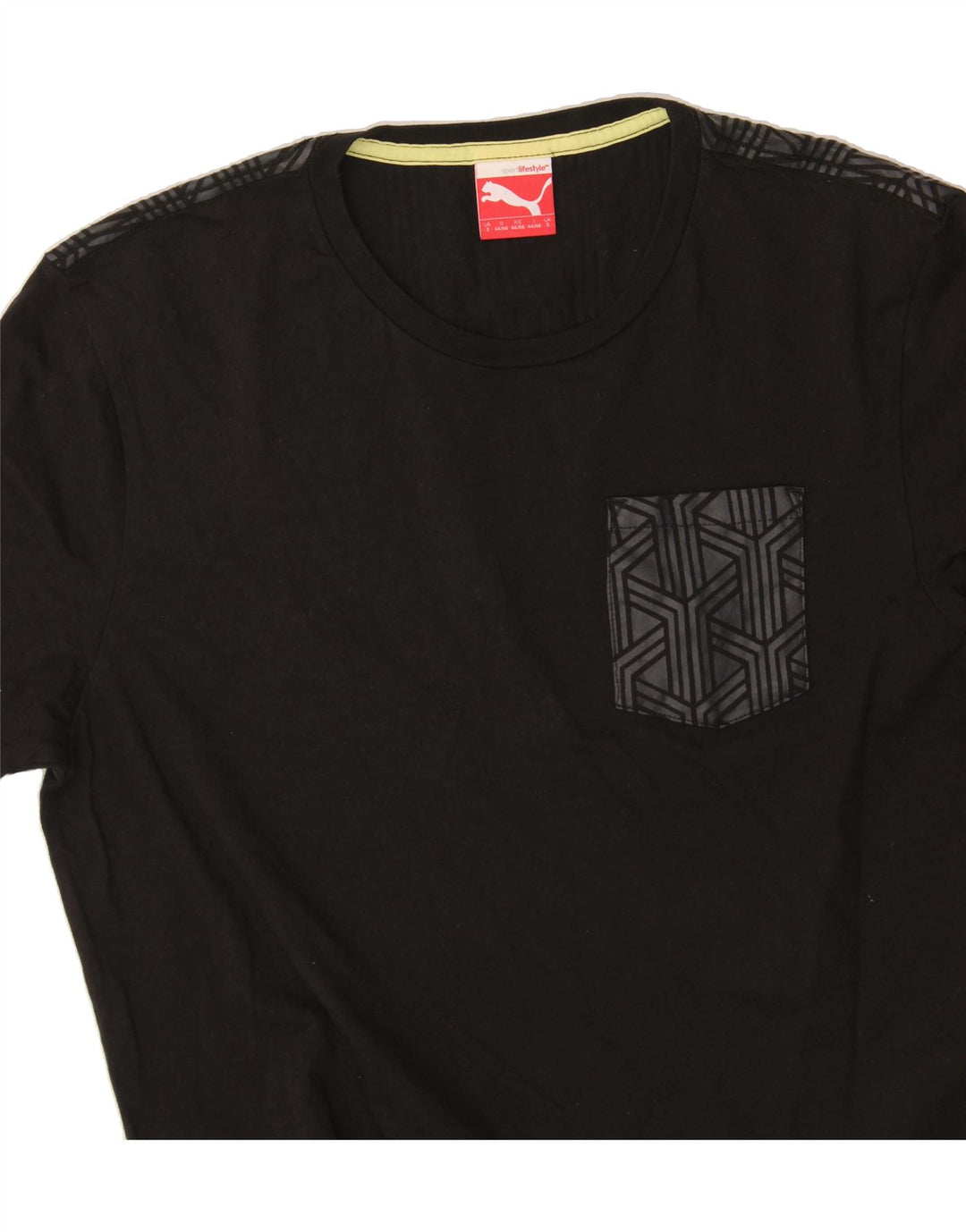 PUMA Mens T-Shirt Top Small Black Geometric Vintage Puma and Second-Hand Puma from Messina Hembry 