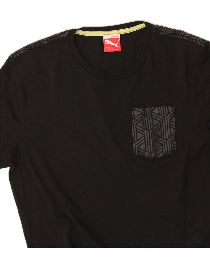 PUMA Mens T-Shirt Top Small Black Geometric Vintage Puma and Second-Hand Puma from Messina Hembry 