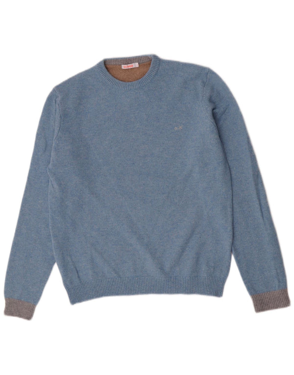 Sun68 Womens Crew Neck Jumper Sweater Large Blue Wool