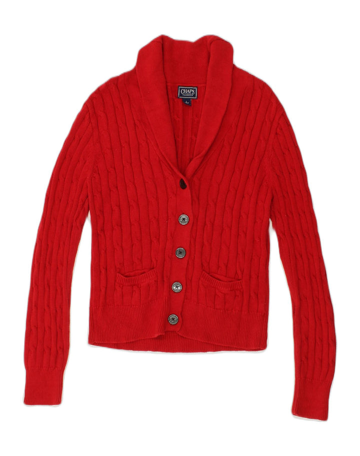 CHAPS Womens Cardigan Sweater UK 16 Large Red Cotton Vintage Chaps and Second-Hand Chaps from Messina Hembry 