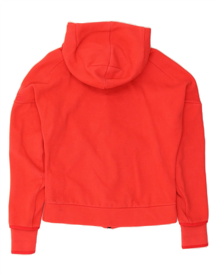 ADIDAS Womens Zip Hoodie Sweater UK 12 Medium Red Vintage Adidas and Second-Hand Adidas from Messina Hembry 