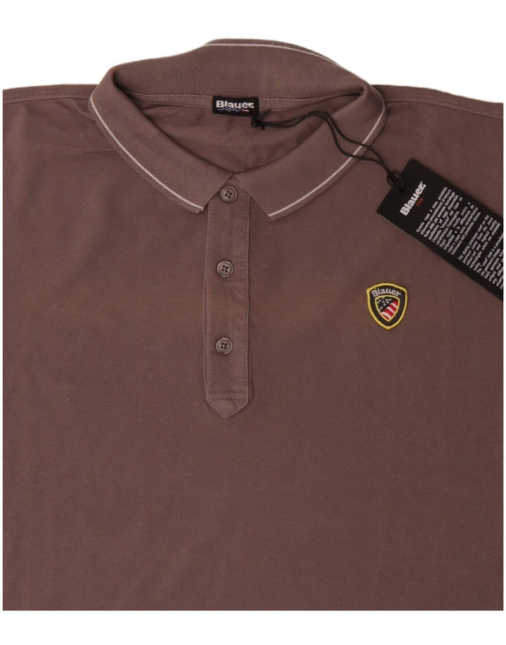 BLAUER Mens Polo Shirt XL Grey Cotton