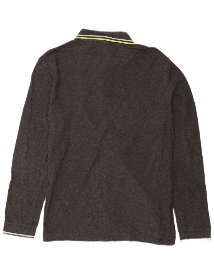 Fila Mens Long Sleeve Polo Shirt Medium Grey Cotton