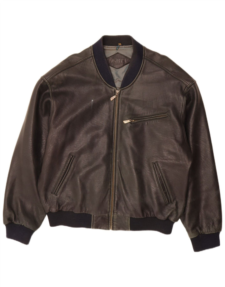 Trapper Chaqueta de cuero para hombre IT 54 2XL Negro