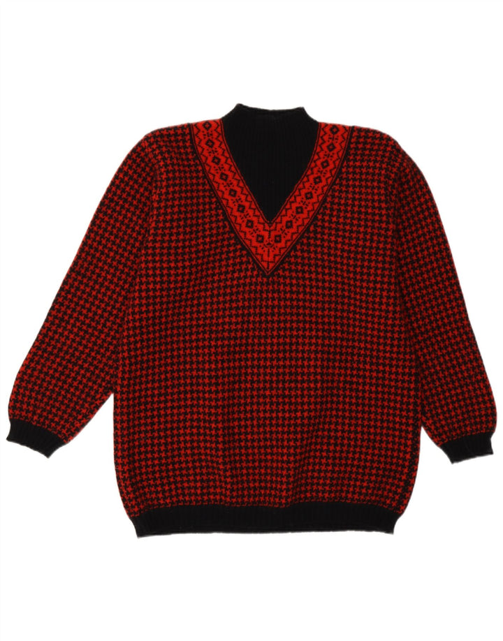 Benetton Womens Turtle Neck Jumper Sweater UK 14 Medium Red Retro