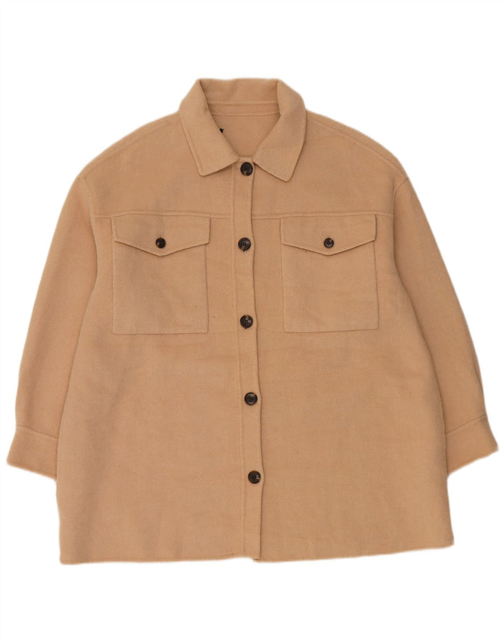 Zara Mujer Chaqueta Bomber Extragrande UK 44 Lana Beige Mediana