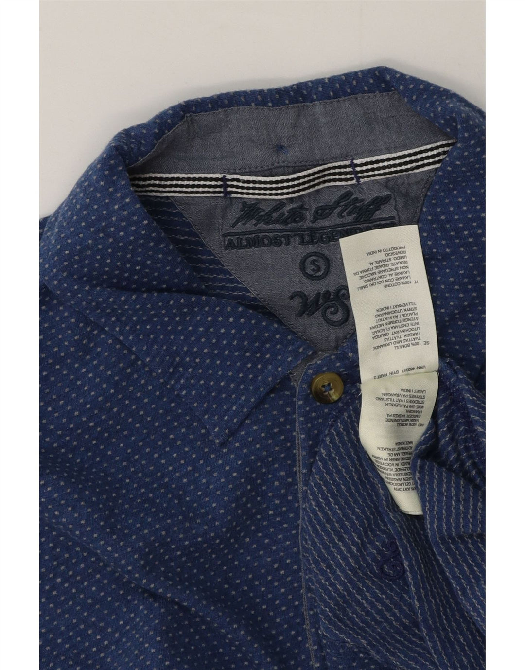 Polo da uomo White Stuff piccola in cotone maculato blu