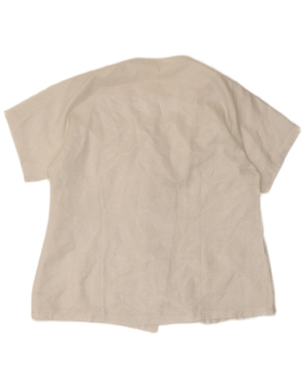 Bluză cămașă cu mânecă scurtă pentru femei vintage UK 18 XL bumbac alb