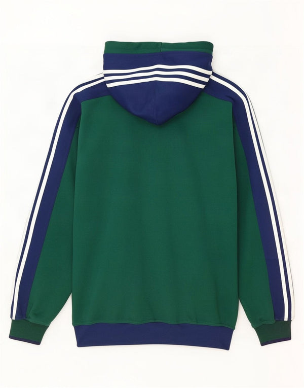 Maglione con cappuccio e zip da uomo Adidas UK 42/44 Large Verde Colourblock Poliestere
