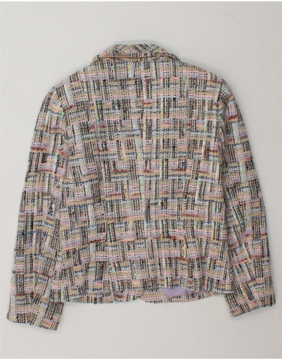 VINTAGE Womens 3 Button Blazer Jacket UK 12 Medium Pink Colourblock Vintage Vintage and Second-Hand Vintage from Messina Hembry 