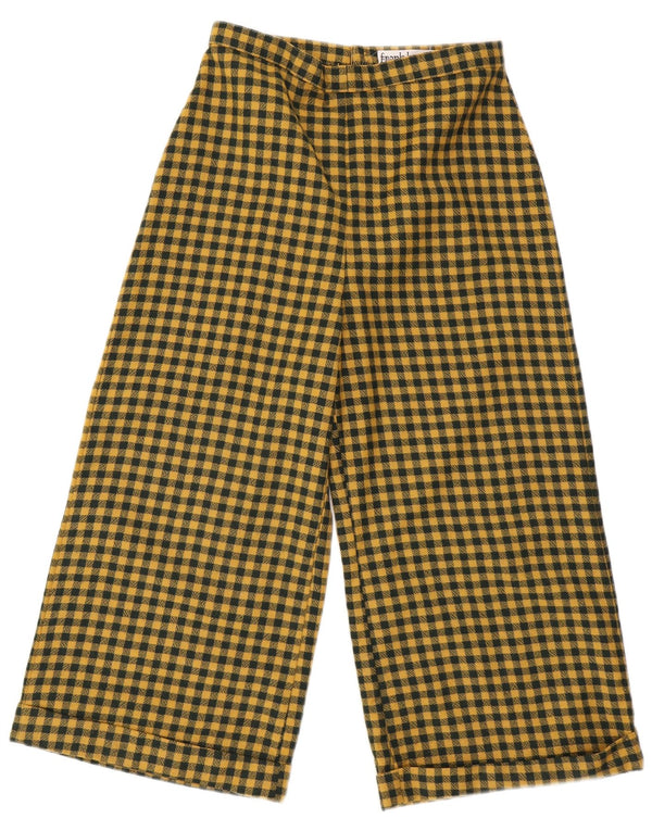 Vintage kvinders højtaljede capribukser W28 L22 gul Gingham