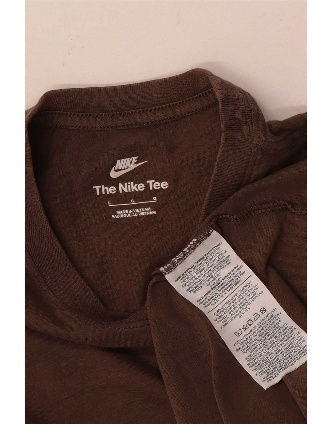 Nike Mens T-Shirt Top Large Brown Cotton