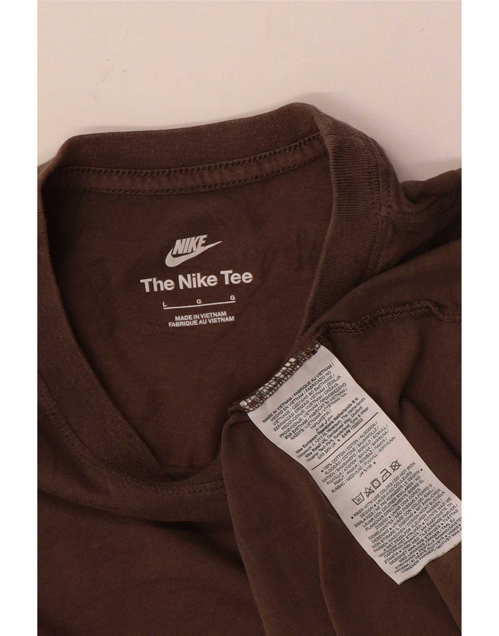 Nike Mens T-Shirt Top Large Brown Cotton