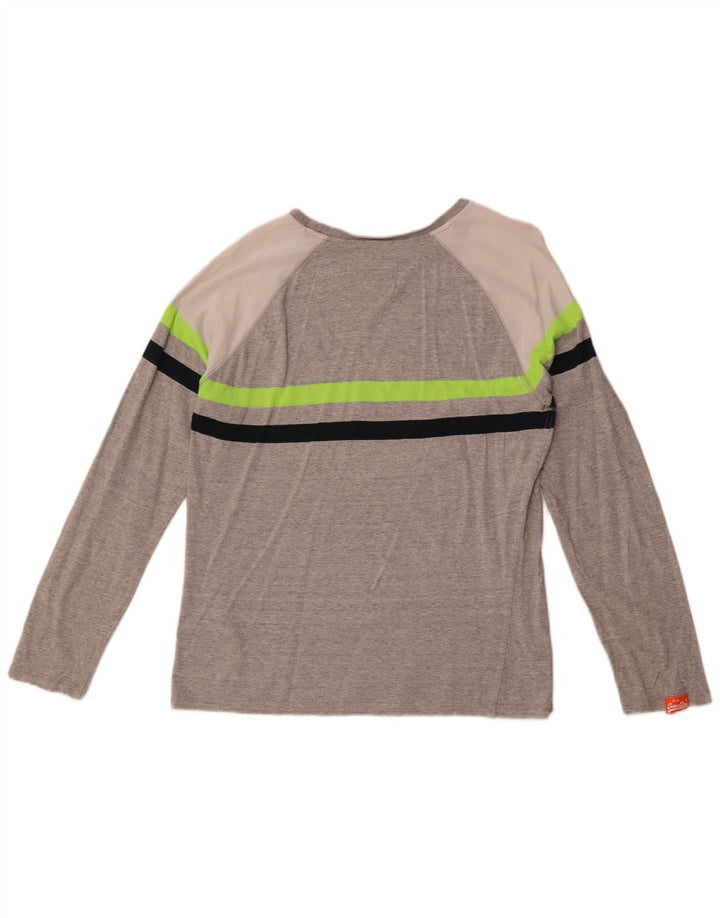 Top da uomo Superdry a maniche lunghe in cotone color block grigio medio