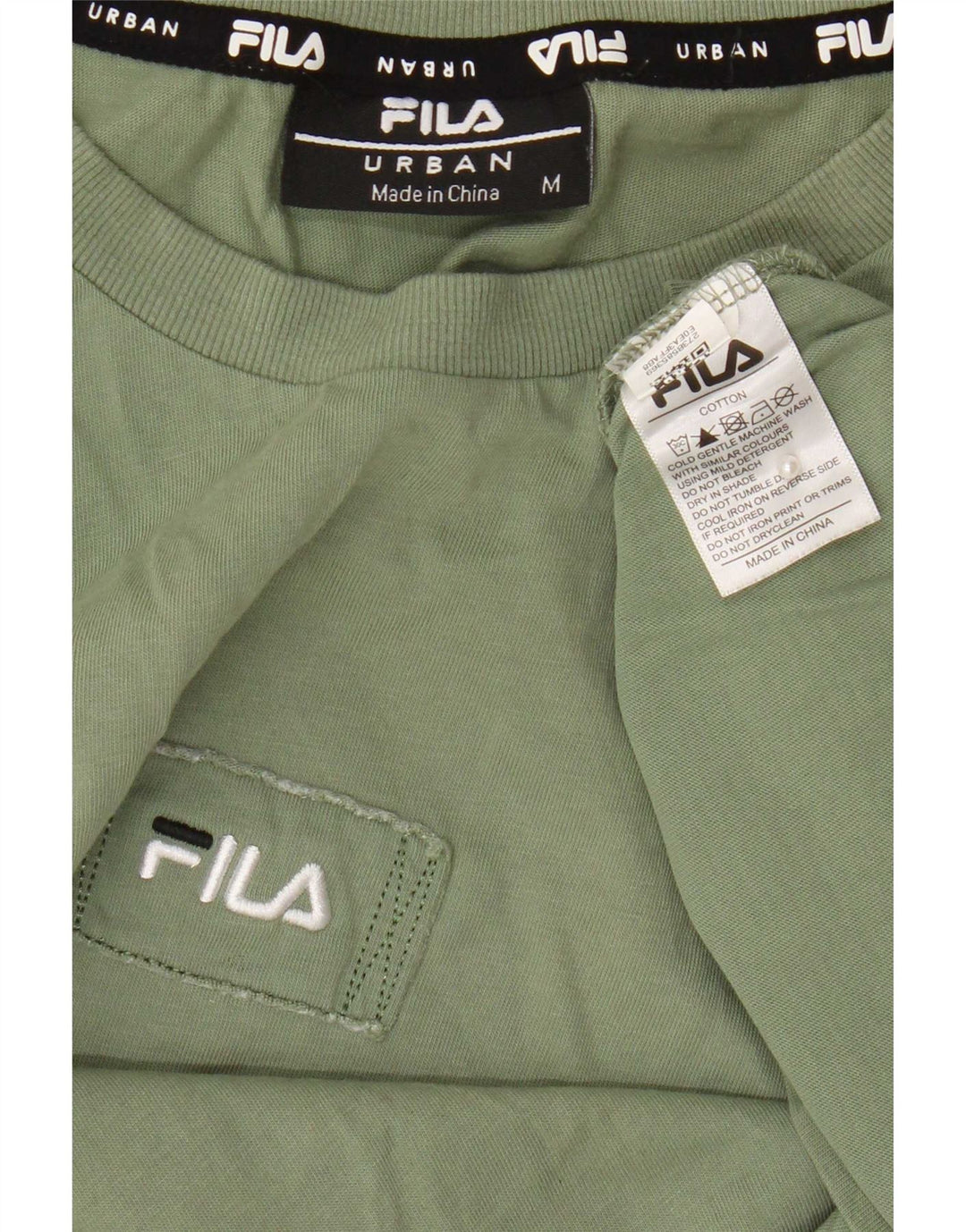 Fila Mens T-Shirt Top Medium Khaki Cotton