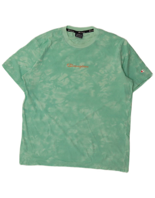 Champion Mens Graphic T-Shirt Top Small Green Tie Dye
