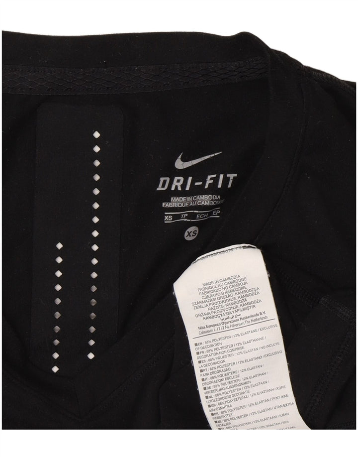 Nike Mens Dri Fit Graphic Top Long Sleeve XS Black Polyester