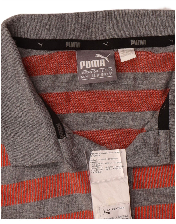 PUMA Mens Polo Shirt Medium Red Striped Cotton
