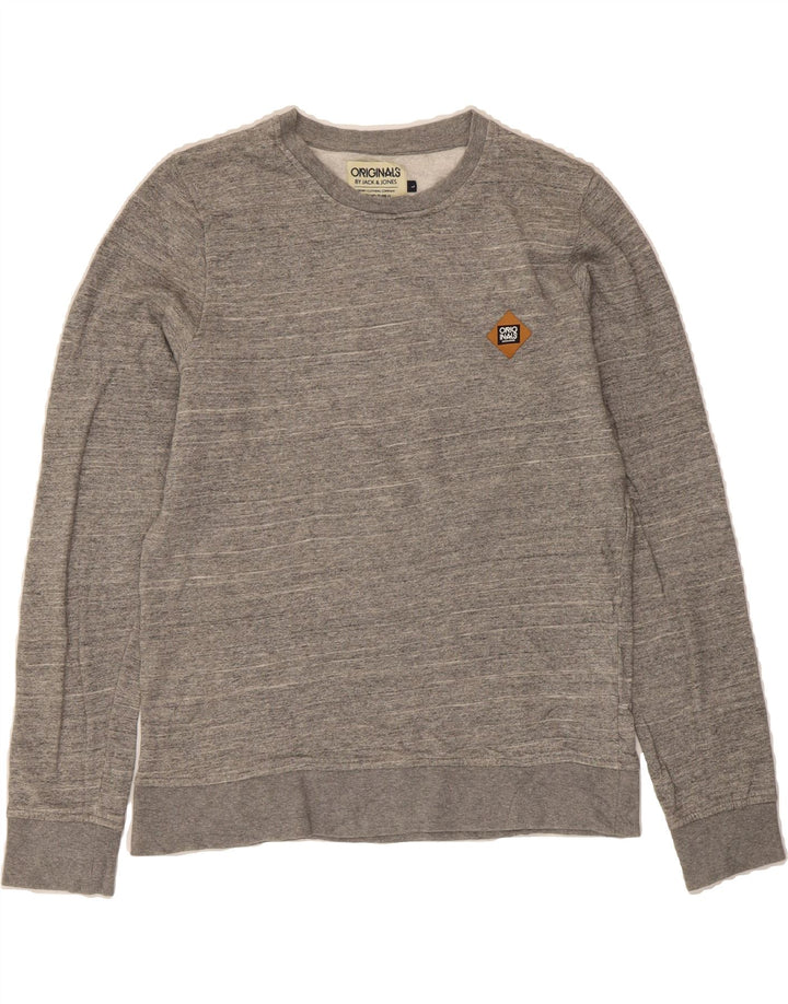 JACK & JONES Mens Sweatshirt Jumper Large Grey Cotton Vintage Jack & Jones and Second-Hand Jack & Jones from Messina Hembry 