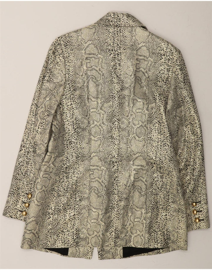 VINTAGE Womens 5 Button Blazer Jacket UK 14 Large Grey Animal Print Vintage Vintage and Second-Hand Vintage from Messina Hembry 