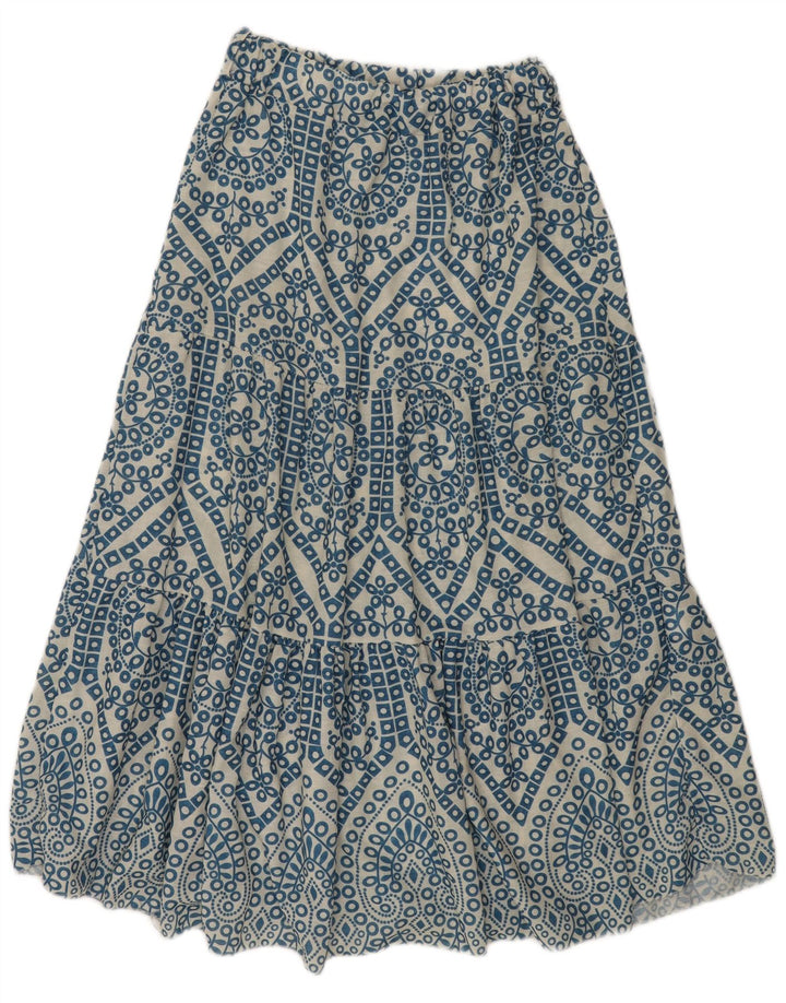 Vintage Womens Maxi Skirt W28 Medium Blue Paisley Viscose