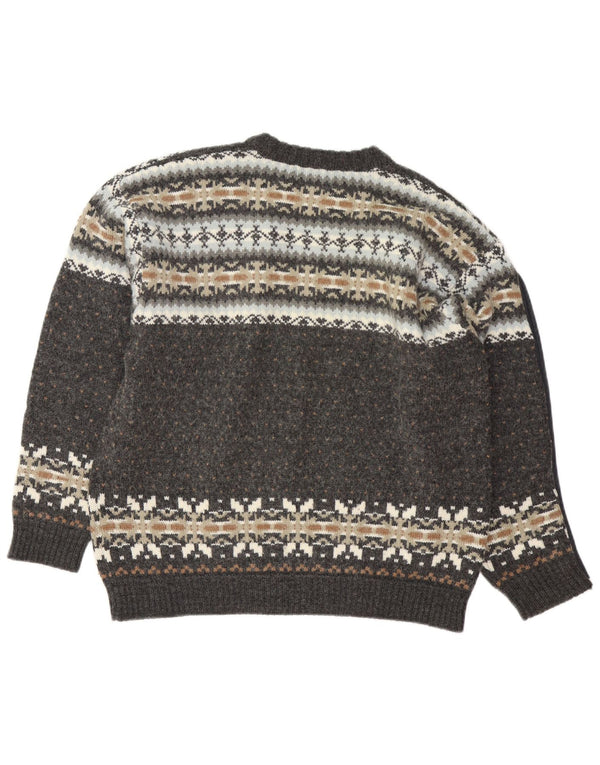 Lerros Mens Crew Neck Jumper Sweater Large Grey Fair Isle