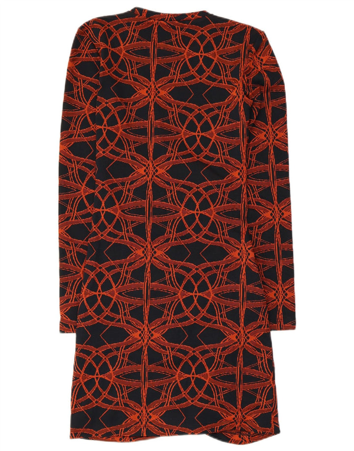 Zara Womens Abstract Pattern Long Sleeve Shift Dress UK 8 Small Black