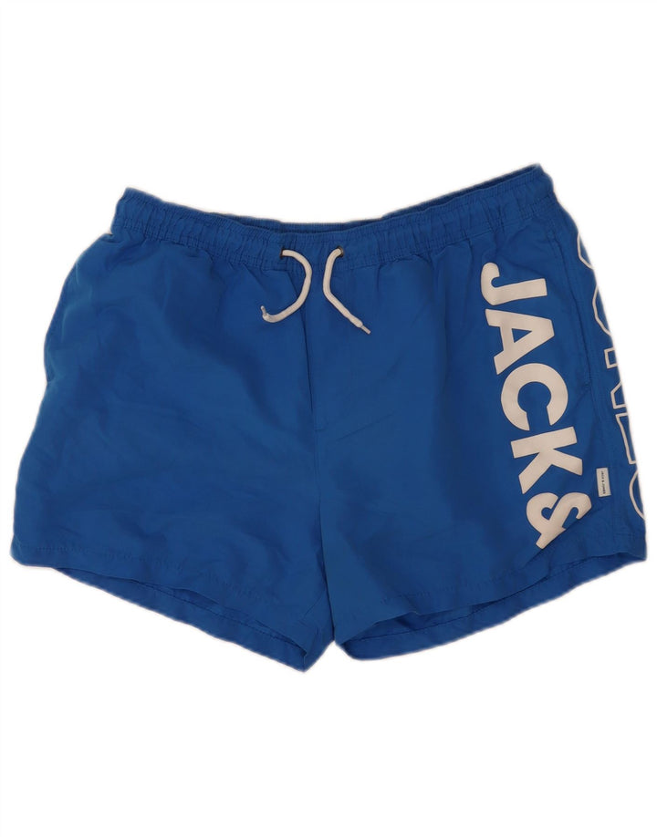 Pantaloncini da bagno grafici da uomo Jack & Jones XL blu poliestere