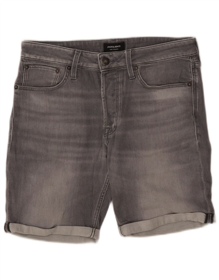 Jack & Jones Mens Denim Shorts Medium W32 Grey Polyester