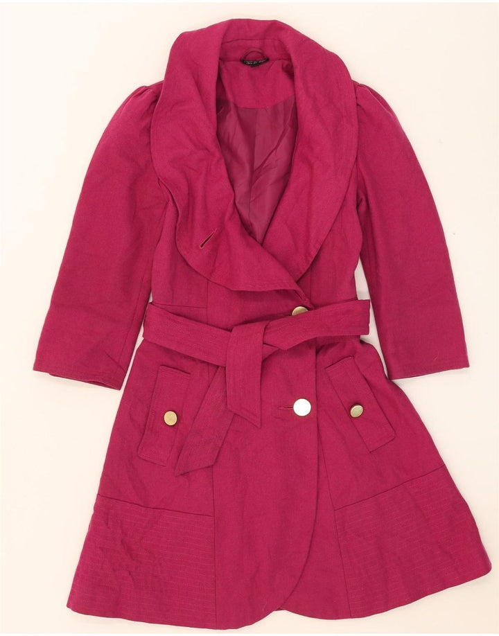 Topshop Womens Overcoat UK 8 Small Pink Wool