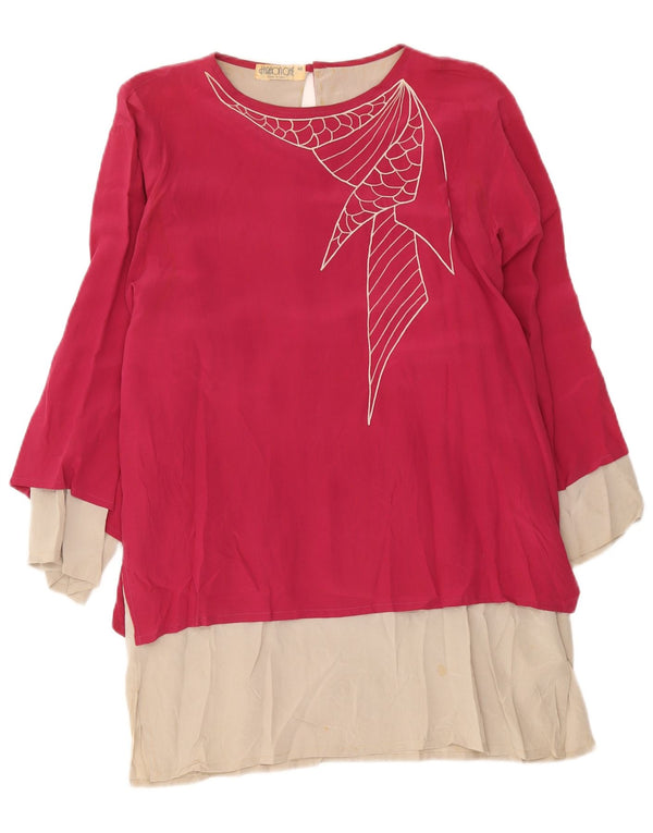 Vintage γυναικείο μακρυμάνικο τουνίκ φόρεμα IT 42 Medium Pink Colourblock