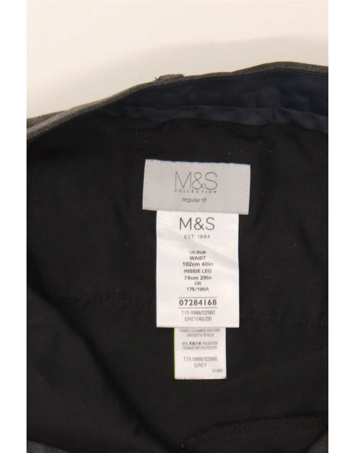 Marks & Spencer Mens Straight Suit Trousers W40 L29 Grey Polyester