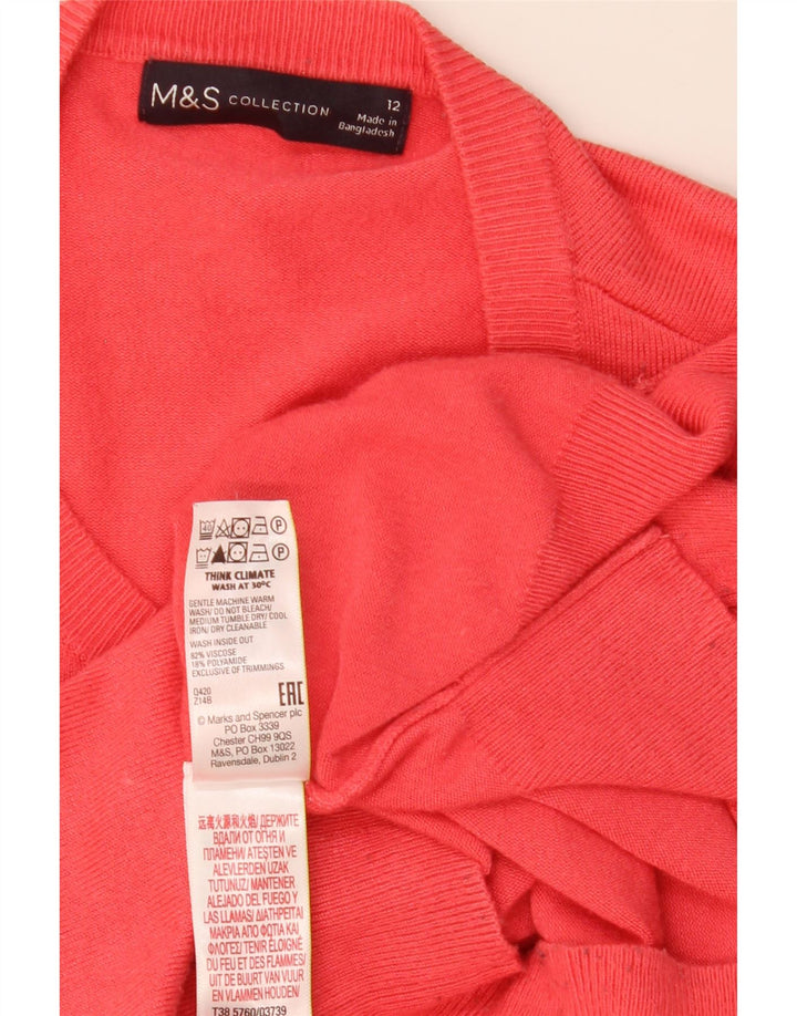 Marks & Spencer Womens Cardigan Sweater UK 12 Medium Red Viscose
