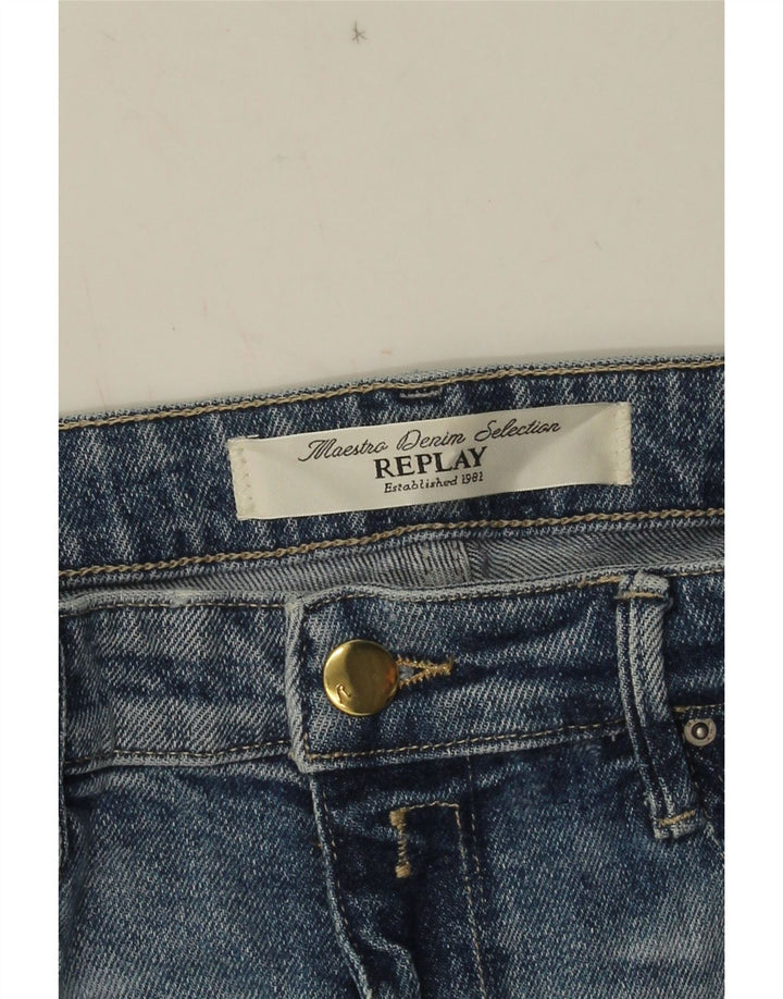 Replay Womens Distressed Tapered Jeans W30 L31 Blue